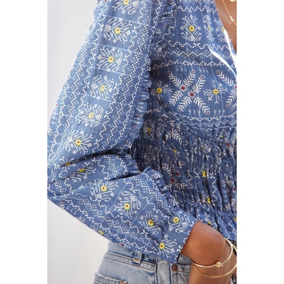 Anthropologie Forever That Girl Embroidered Smocked Blouse NWT Size XL - Picture 4 of 15